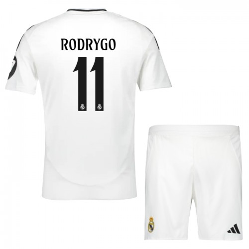 Dětský Fotbalový Dres Real Madrid Rodrygo 11 Domácí Dresy 2024-25 Dětský Fotbalový Dres Real Madrid Rodrygo 11 Domácí Dresy 2024-25
